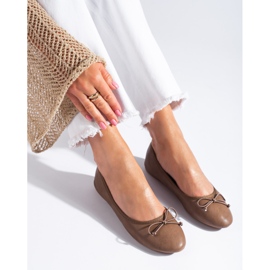 Women's brown ballerinas with a Shelovet bow 1 Women's brown ballerinas with a Shelovet bow 1