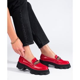 Red patent loafers with Shelovet thick soles 1