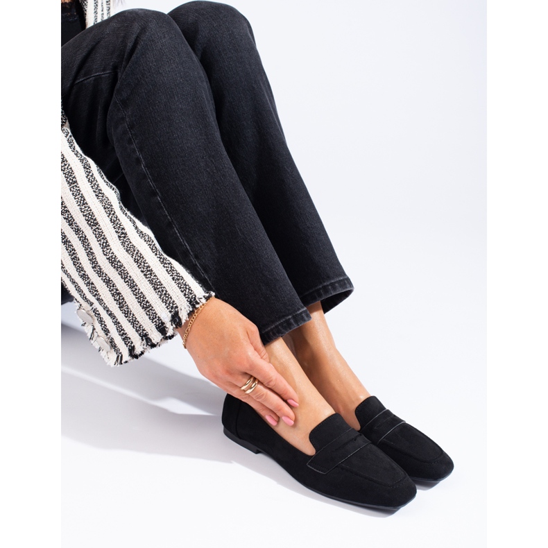 Women's black suede Shelovet loafers 1