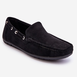 Men's Suede Slip-on Loafers Black Rayan 1