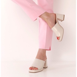 Women's pearl sandals on the post with an elastic band Sergio Leone KL322 beige 2