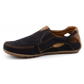 Olivier Men's shoes moccasins 91K summer black suede 1
