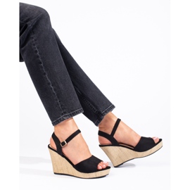 Shelovet black high wedge espadrilles 1