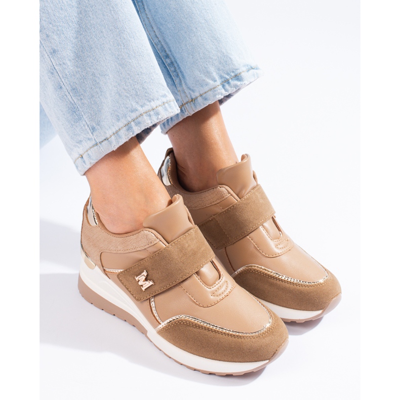 Shelovet brown wedge sneakers 1
