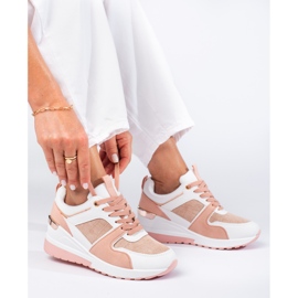 Women's Shelovet pink wedge sneakers 2