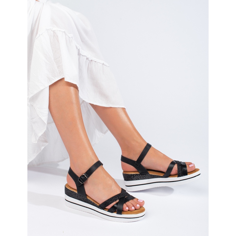 Black women's Shelovet wedge sandals 1
