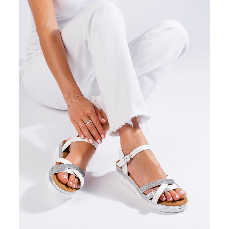 Shelovet white low heel sandals 1