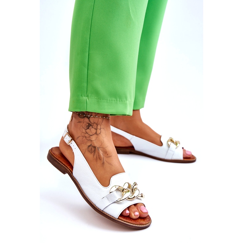 Lewski Shoes Women's Leather Sandals Leewski Shoes 3230 White Peas 2