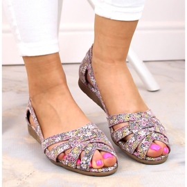 Women's leather slip-on sandals in multicolor Dolce Pietro FW195 multicolored 1