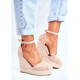 Beige Wedge Sandals With Braids 3