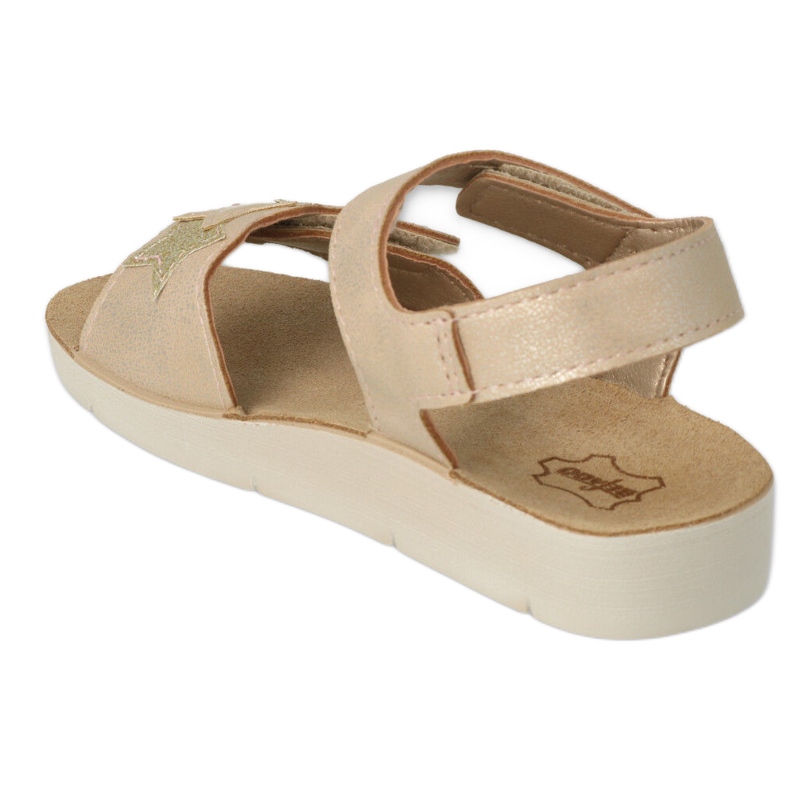 Befado children's sandals with a Decorative Star 068Y004 beige and gold golden 2