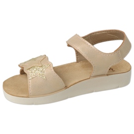 Befado children's sandals with a Decorative Star 068Y004 beige and gold golden 3