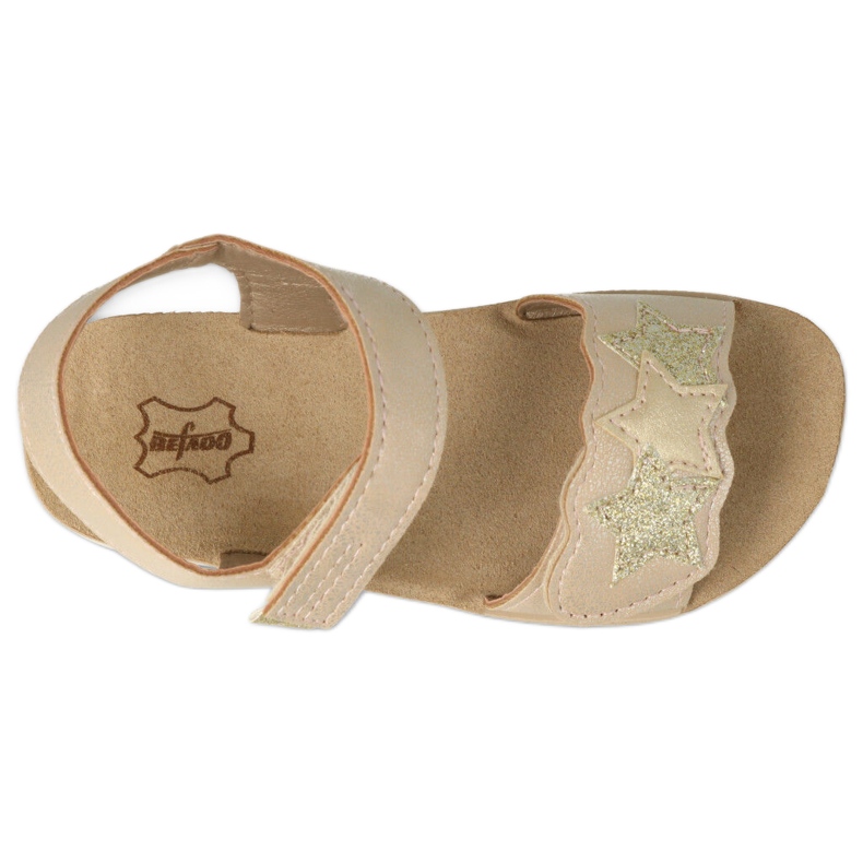 Befado children's sandals with a Decorative Star 068Y004 beige and gold golden 4
