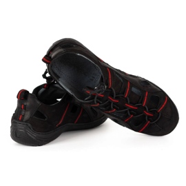 Kampol Men's leather openwork shoes 26KAM black 2