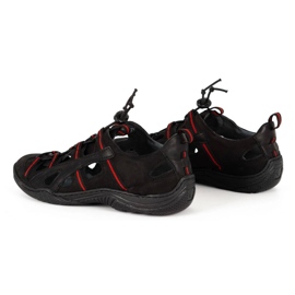 Kampol Men's leather openwork shoes 26KAM black 4