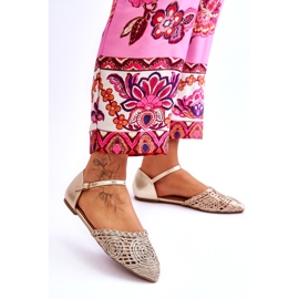 Elegant Women's Flat Sandals, Gold golden 3