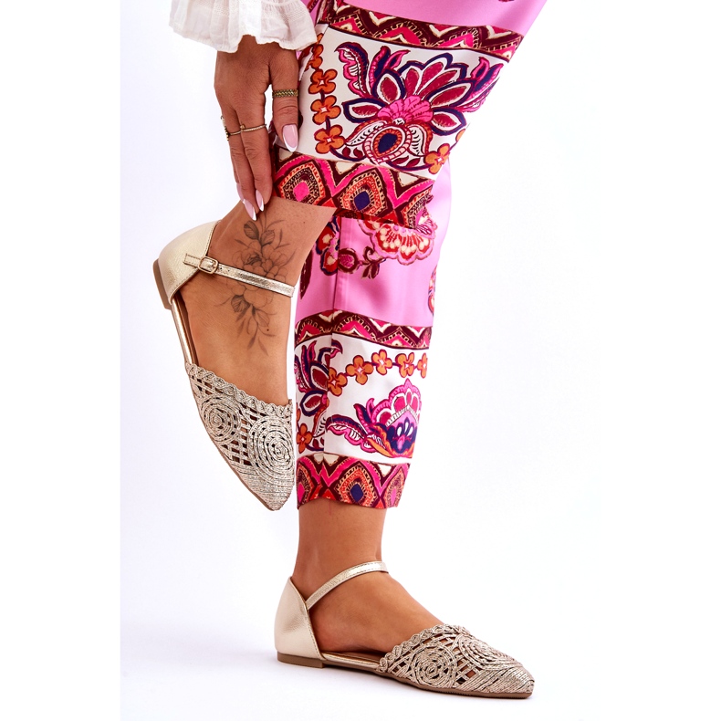 Elegant Women's Flat Sandals, Gold golden 5