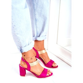 S.Barski Women's Sandals On Heel Suede Fuchsia pink 1