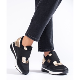 Women's black Shelovet wedge sneakers 1