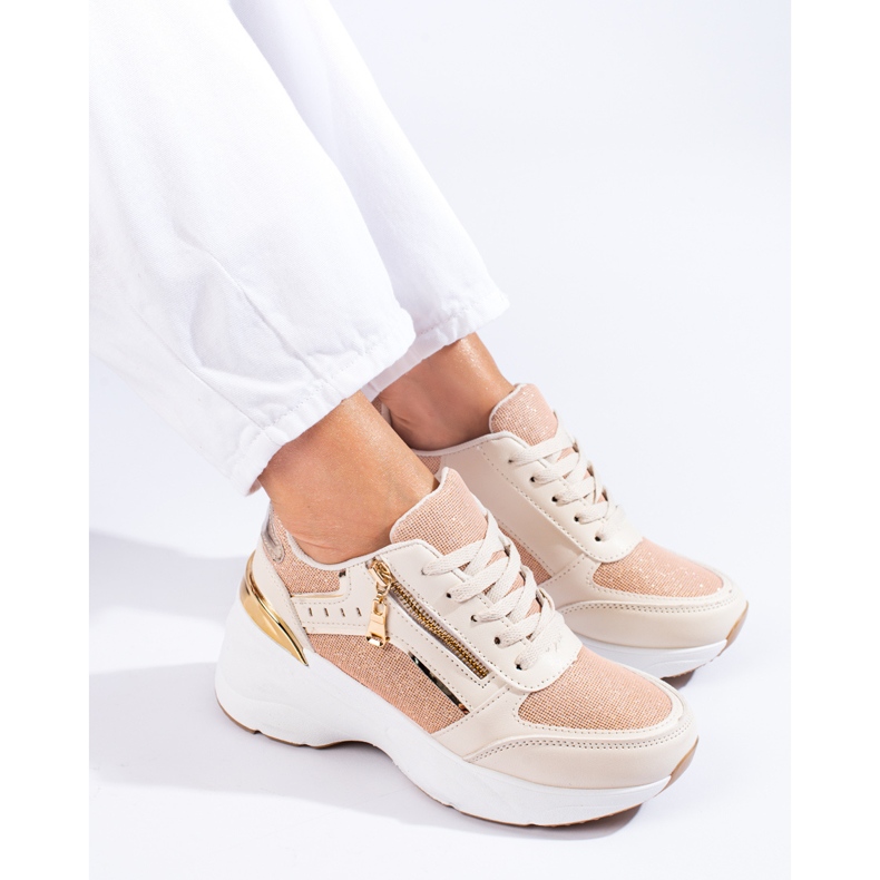 Beige sneakers with a thick sole from Shelovet 1 Beige sneakers with a thick sole from Shelovet 1
