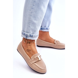 Classic Slip-on Moccasins with Decoration, Light Beige 2