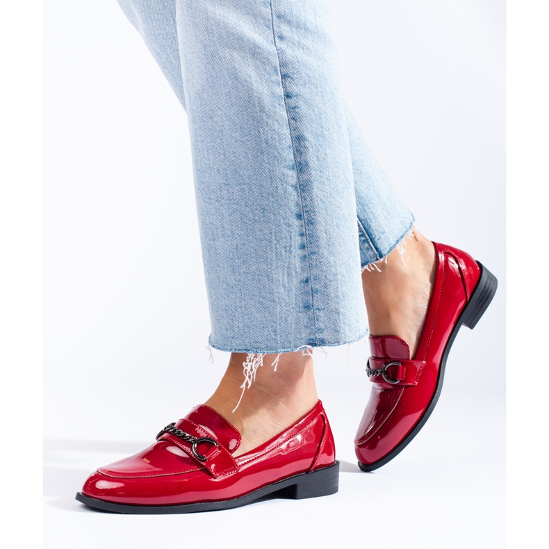 Elegant red Shelovet women's loafers 1 Elegant red Shelovet women's loafers 1