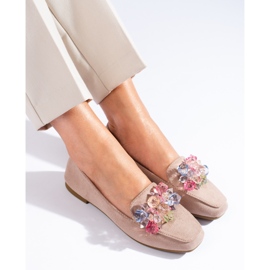 Beige suede loafers with crystals from Shelovet 1 Beige suede loafers with crystals from Shelovet 1