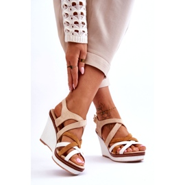 Wedge Sandals With Beige Stripes 2