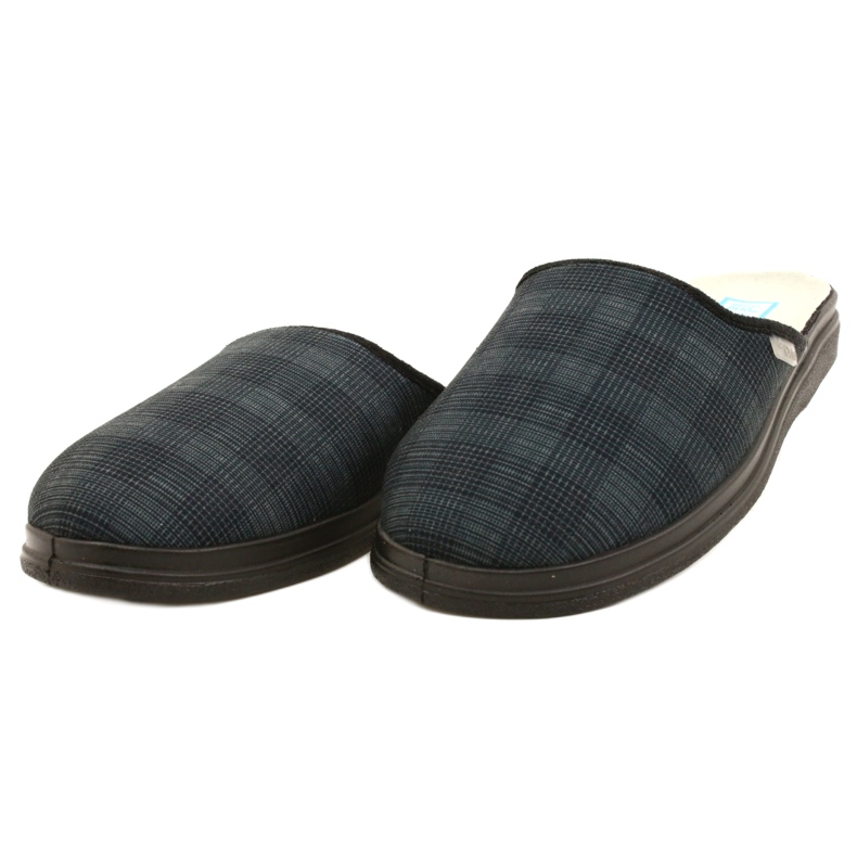 Befado men's insulated slippers with a checkered pu pattern 132M016, navy blue 3 Befado men's insulated slippers with a checkered pu pattern 132M016, navy blue 3