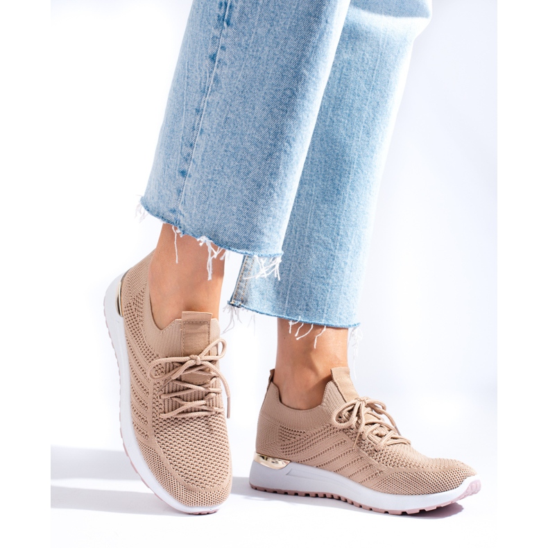 Beige openwork sneakers from Shelovet 1