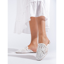 White flat sandals with an openwork upper from Shelovet 1