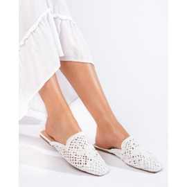 White flat sandals with an openwork upper from Shelovet 2