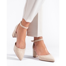 Women's beige suede Shelovet pumps 1