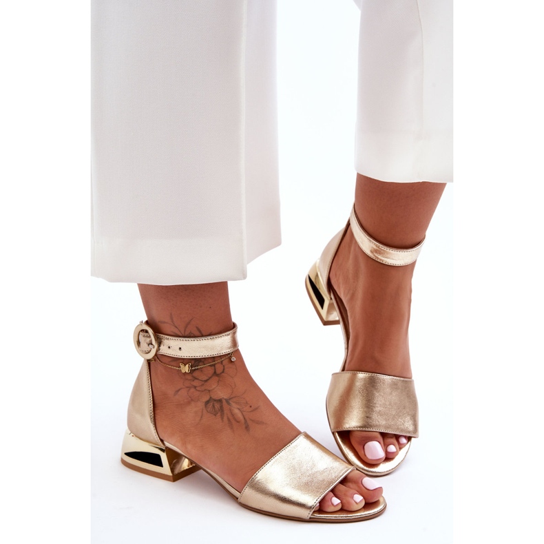 Leather Sandals On Golden Heels Laura Messi 2143 Gold 1 Leather Sandals On Golden Heels Laura Messi 2143 Gold 1