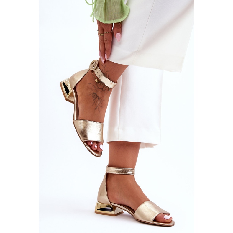 Leather Sandals On Golden Heels Laura Messi 2143 Gold 2 Leather Sandals On Golden Heels Laura Messi 2143 Gold 2