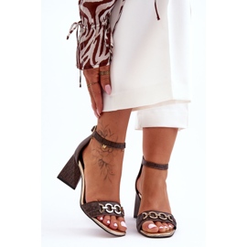 Leather Triangular Sandals Laura Messi 2595 Brown 1