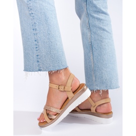 Shelovet beige wedge sandals brown 1