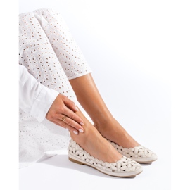 Openwork women's beige Shelovet ballerinas 1
