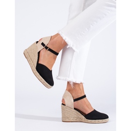 Women's black Shelovet wedge espadrilles 1