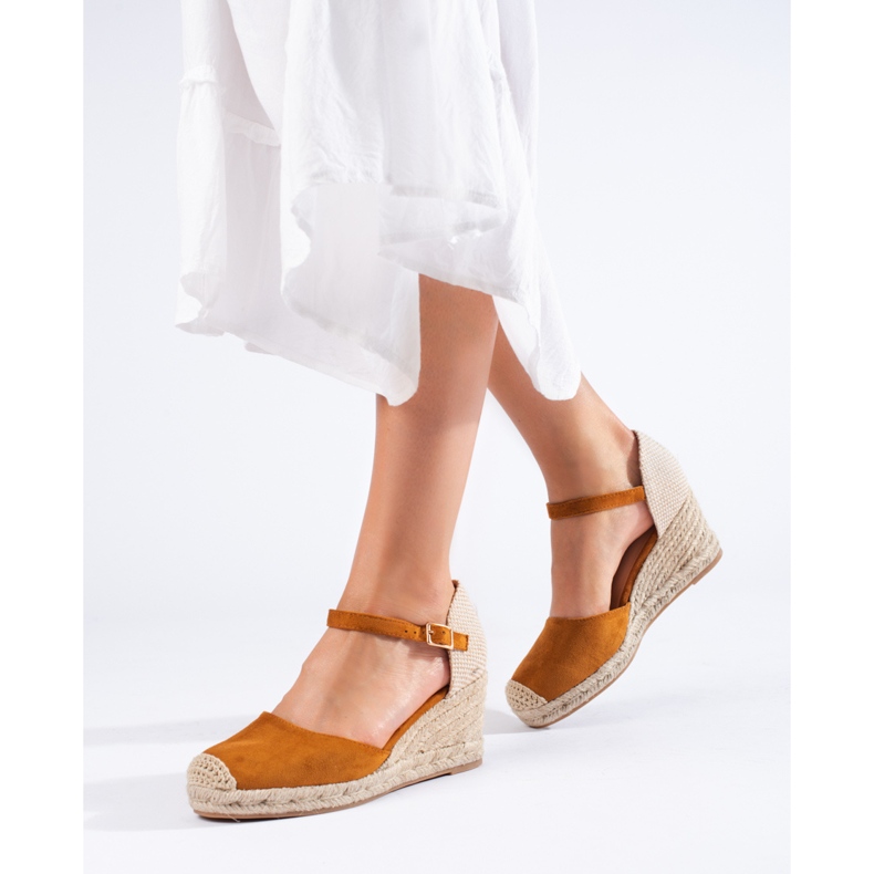 Women's Shelovet camel wedge espadrilles brown 1