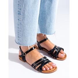 Shelovet women's black flat sandals 1