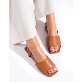 Brown square toe sandals from Shelovet 1
