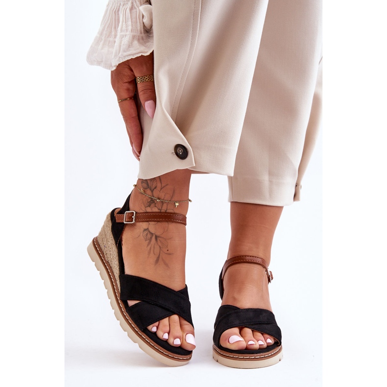 Light Suede Wedge Sandals Black Celine 1