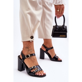 S. BARSKI Lacquered S.Barski 80-3 High Heel Sandals Black 1