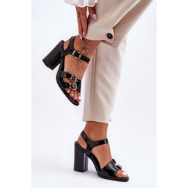 S. BARSKI Lacquered S.Barski 80-3 High Heel Sandals Black 2