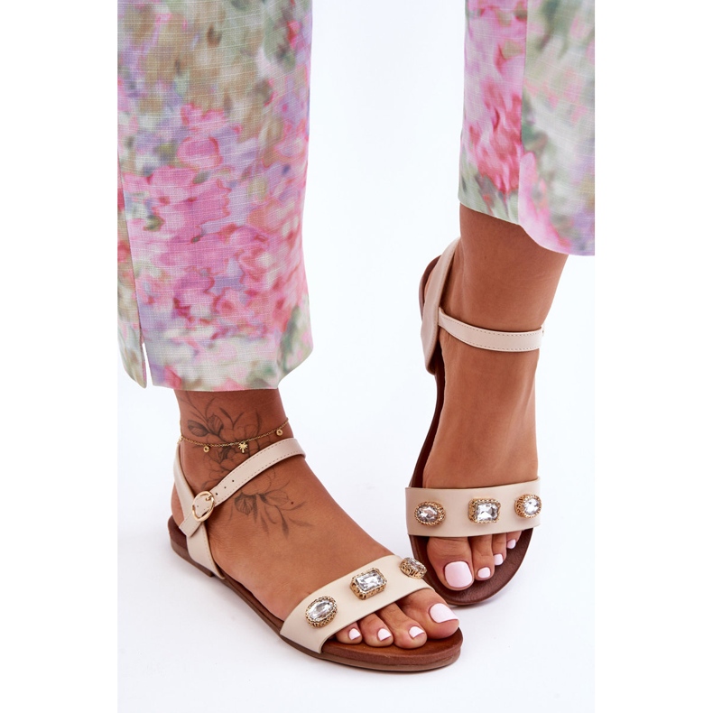 Classic Women's Sandals With Ornaments S.Barski SS27-79 Beige black 1 Classic Women's Sandals With Ornaments S.Barski SS27-79 Beige black 1