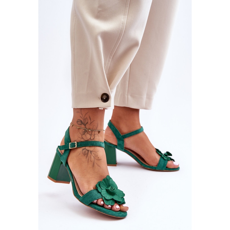 S. BARSKI Suede Sandals With Flower S.Barski 04 Green 1