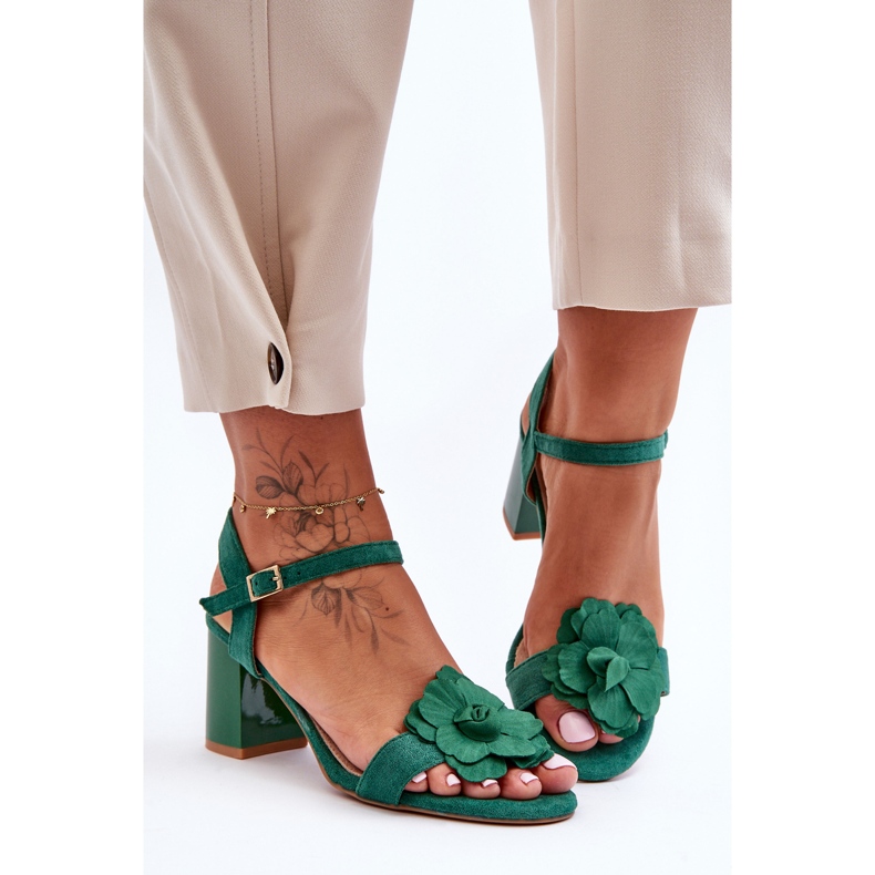 S. BARSKI Suede Sandals With Flower S.Barski 04 Green 2