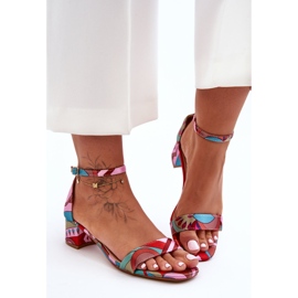 Patterned Satin High Heels Sandals Pink Mix Inspire Me! multicolored 2