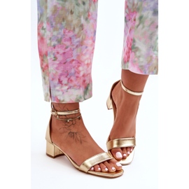 Leather Sandals On Heels Plain Gold Inspire Me! golden 2